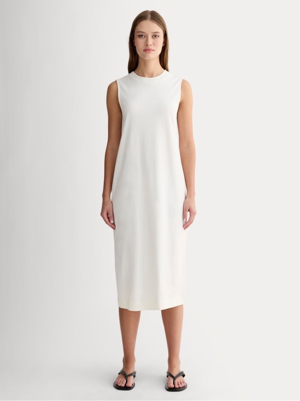 Everlane Organic Cotton Weekend Tank Midi Dress Cream Size M